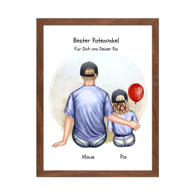 Personalisiertes Poster Patenonkel & Patenkind – Geschenk für Paten | Mädchen oder Junge | Geburtstag & Weihnachtsgeschenk