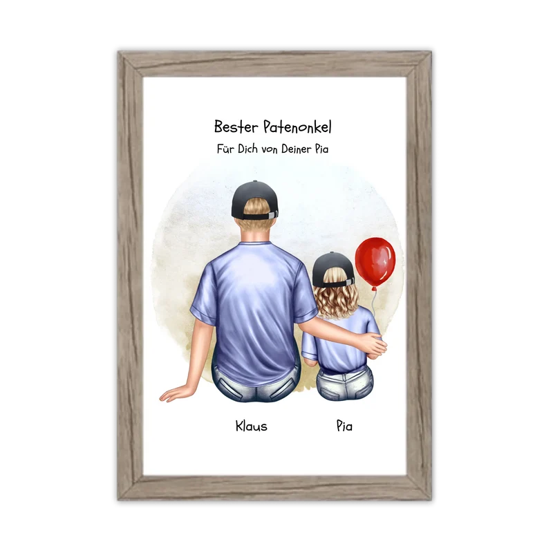 Personalisiertes Poster Patenonkel & Patenkind – Geschenk für Paten | Mädchen oder Junge | Geburtstag & Weihnachtsgeschenk