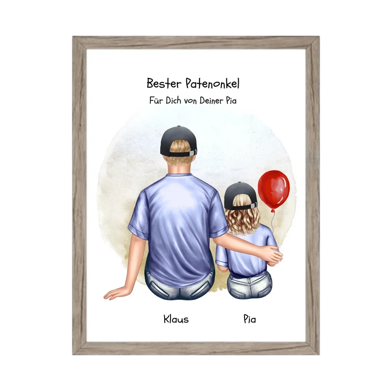 Personalisiertes Poster Patenonkel & Patenkind – Geschenk für Paten | Mädchen oder Junge | Geburtstag & Weihnachtsgeschenk