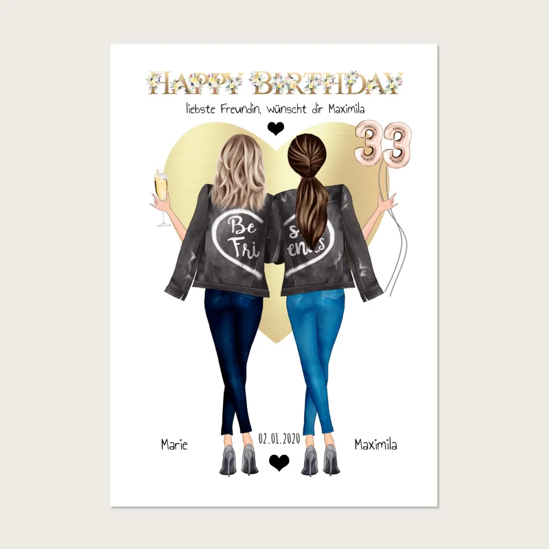 Geburtstagsgeschenk 25. beste Freundin - Bild Geschenk für Schwester, Mama, Kollegin