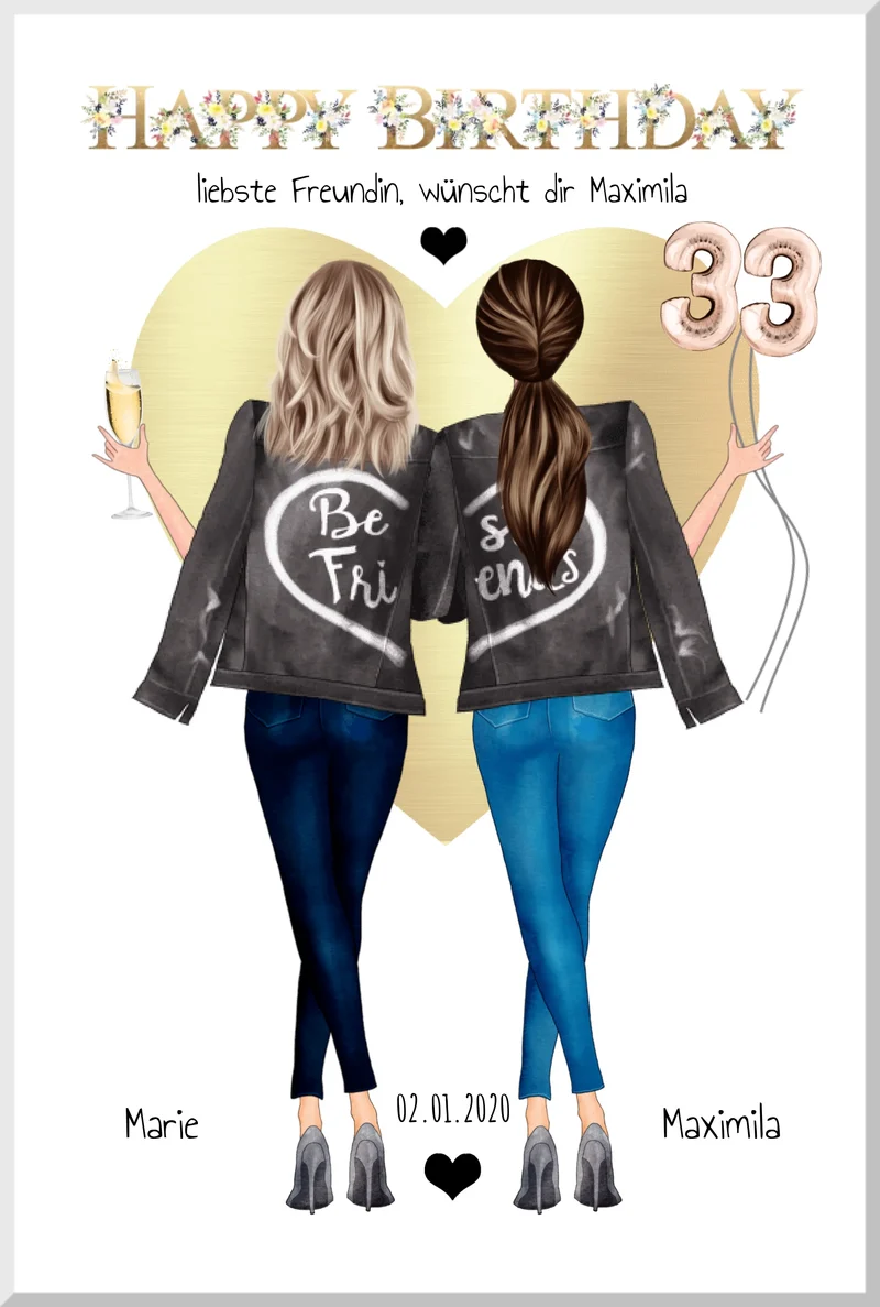 Geburtstagsgeschenk 25. beste Freundin - Bild Geschenk für Schwester, Mama, Kollegin