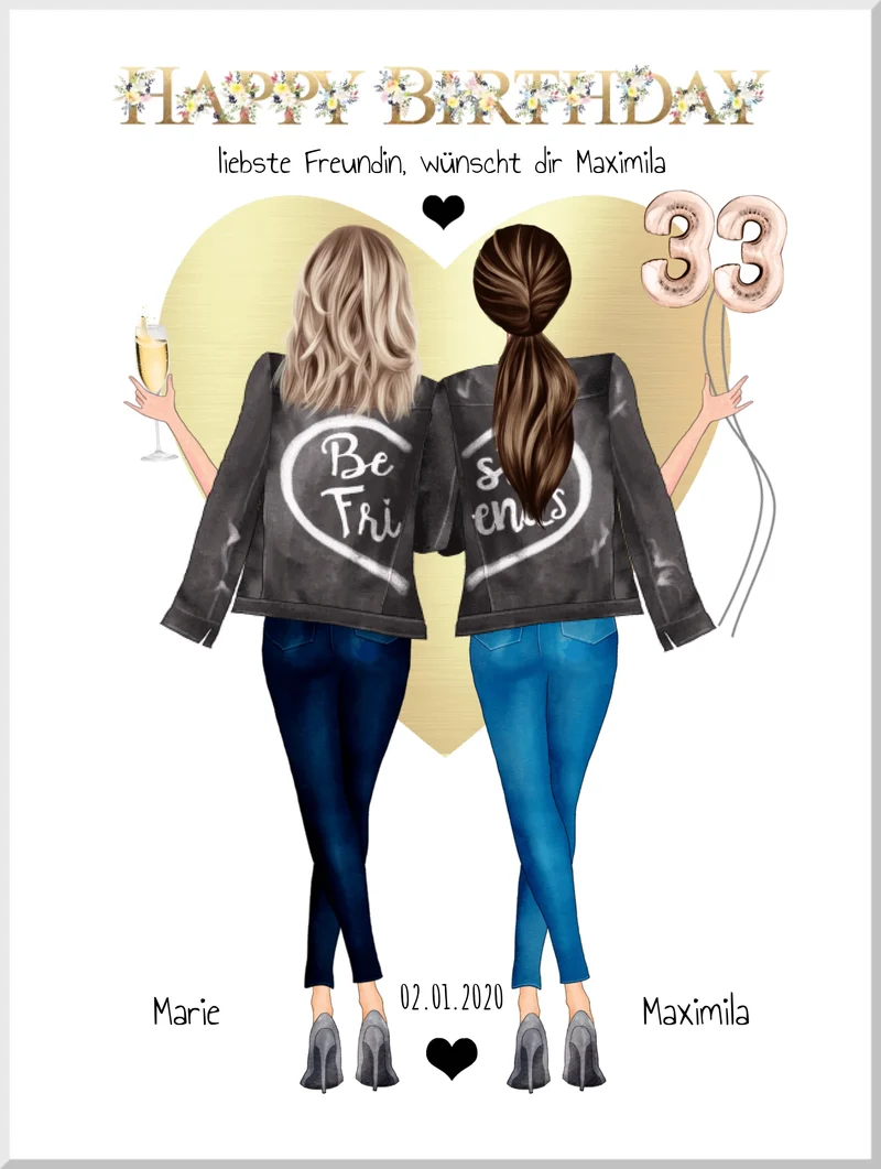 Geburtstagsgeschenk 25. beste Freundin - Bild Geschenk für Schwester, Mama, Kollegin