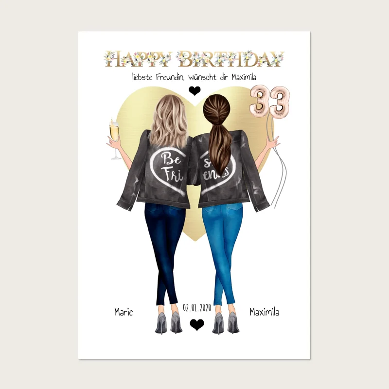 Geburtstagsgeschenk 25. beste Freundin - Bild Geschenk für Schwester, Mama, Kollegin