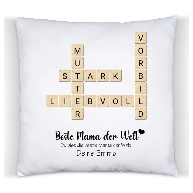 Personalisiertes Geschenk für Mama - Kissen im Scrabble Design