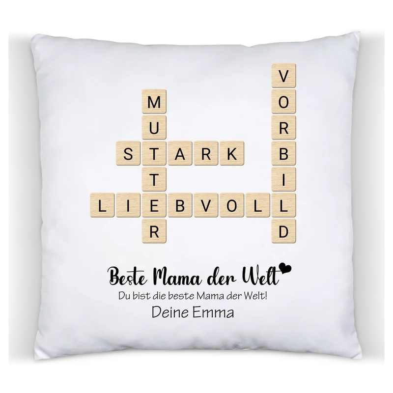 Personalisiertes Geschenk für Mama - Kissen im Scrabble Design