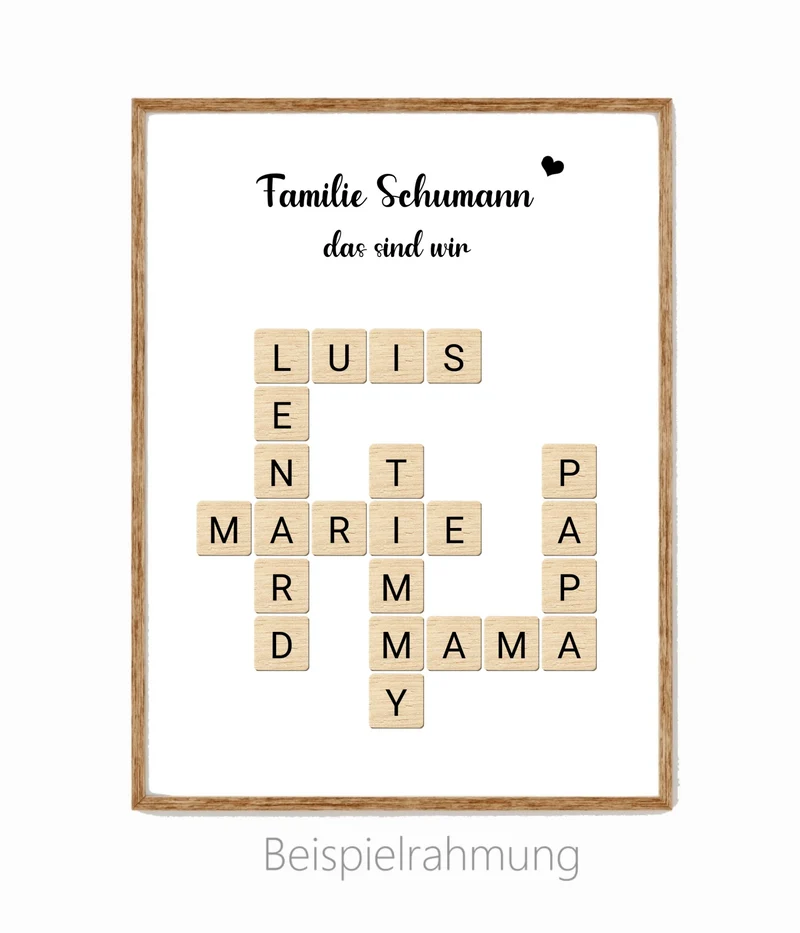 Familienbild - Personalisiertes Scrabble Poster Geschenk