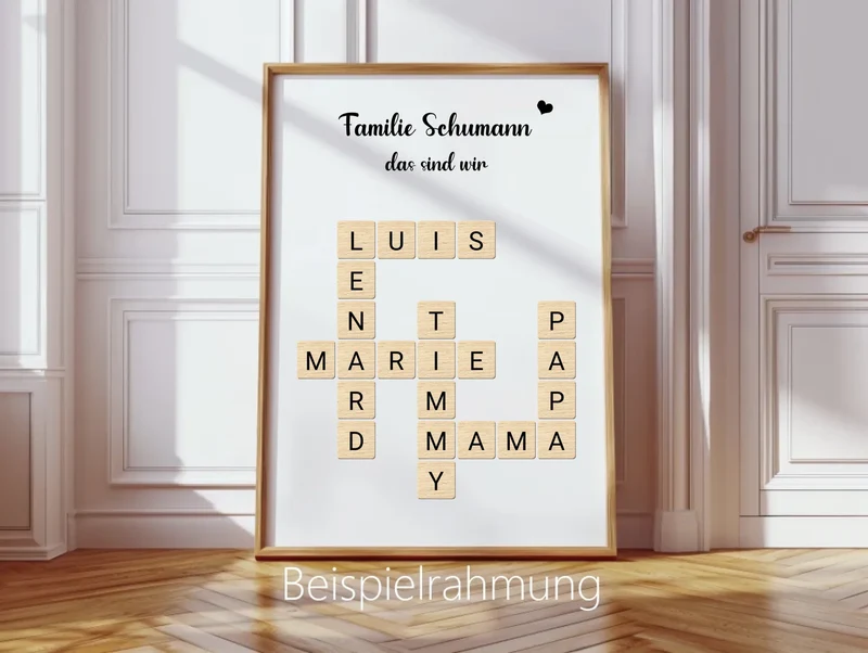 Familienbild - Personalisiertes Scrabble Poster Geschenk