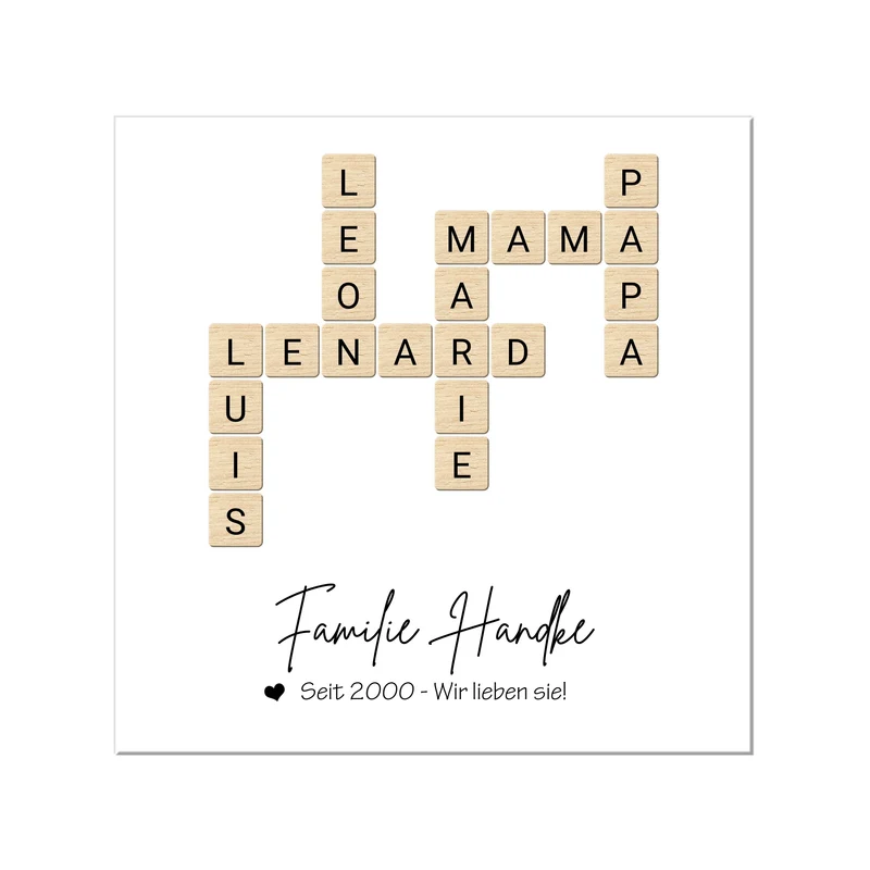Familienbild - Personalisiertes Scrabble Poster Geschenk