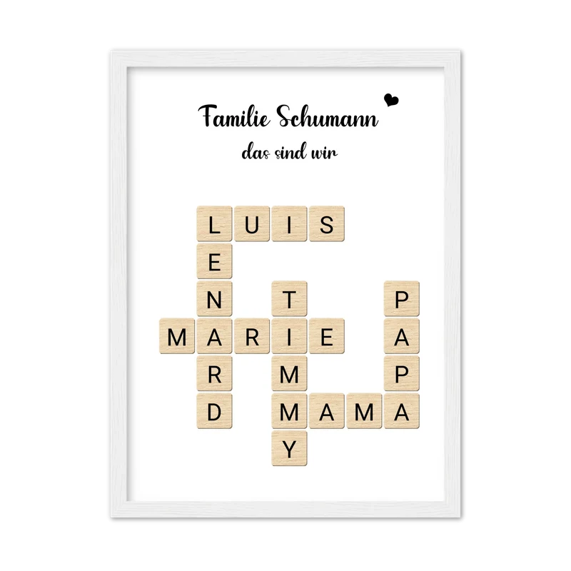 Familienbild - Personalisiertes Scrabble Poster Geschenk