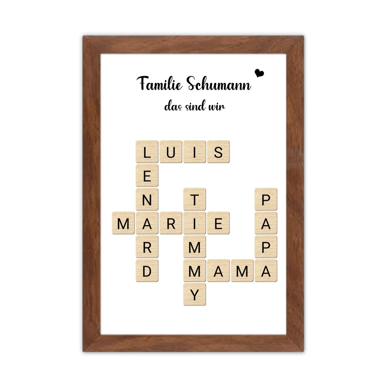 Familienbild - Personalisiertes Scrabble Poster Geschenk