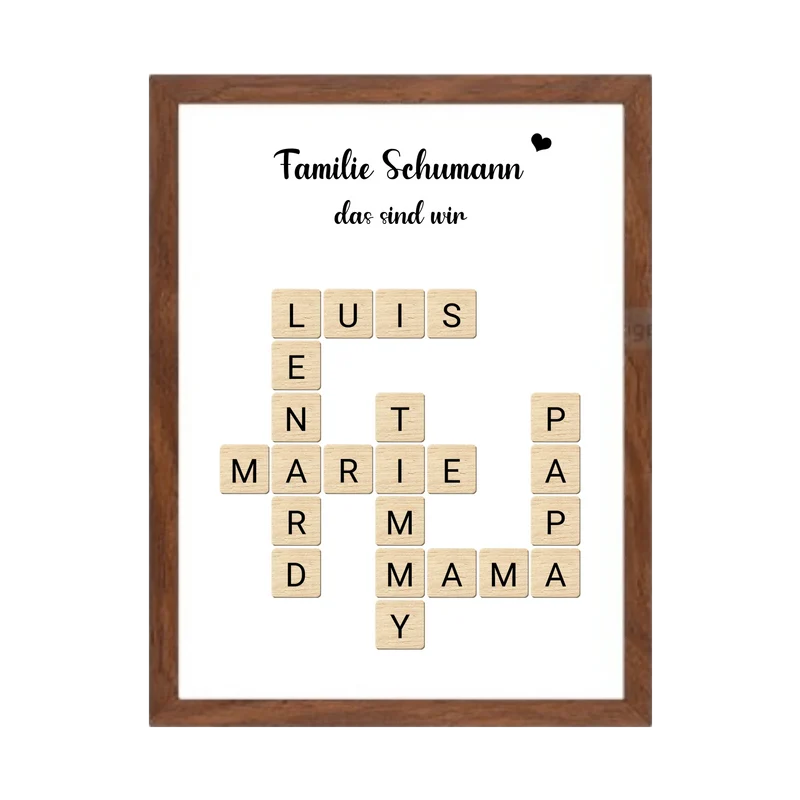 Familienbild - Personalisiertes Scrabble Poster Geschenk