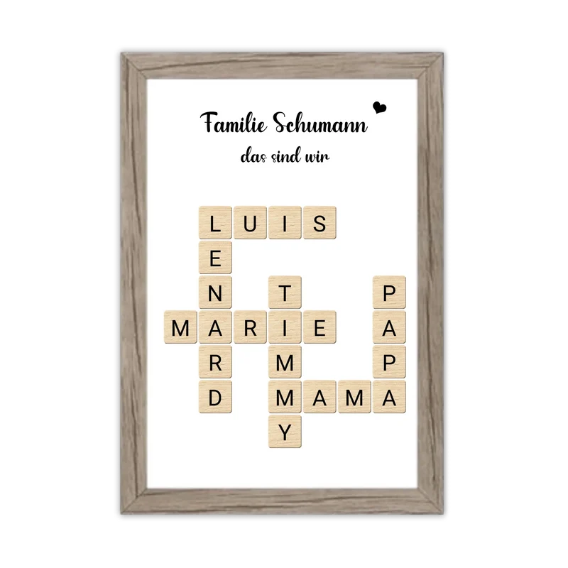 Familienbild - Personalisiertes Scrabble Poster Geschenk