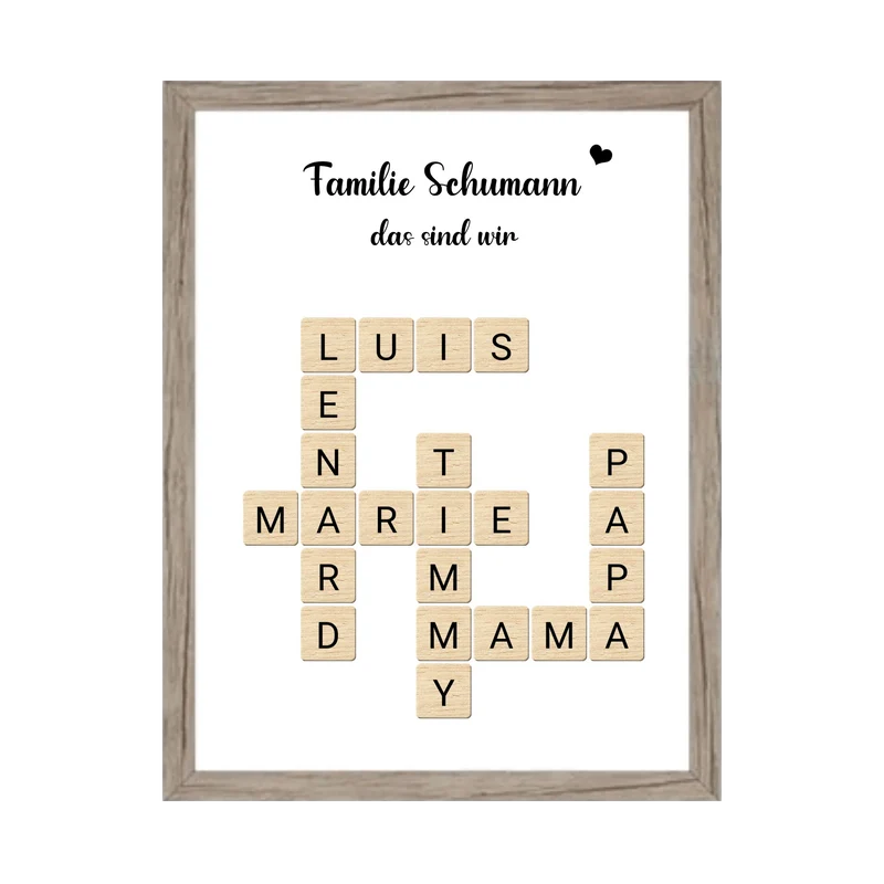 Familienbild - Personalisiertes Scrabble Poster Geschenk