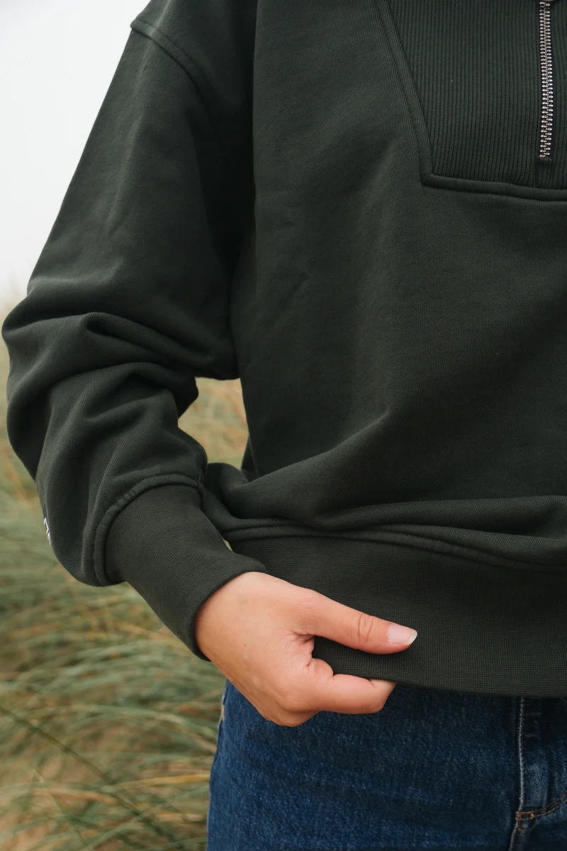 Half-Zip Sweater Brit Dunkelgrün