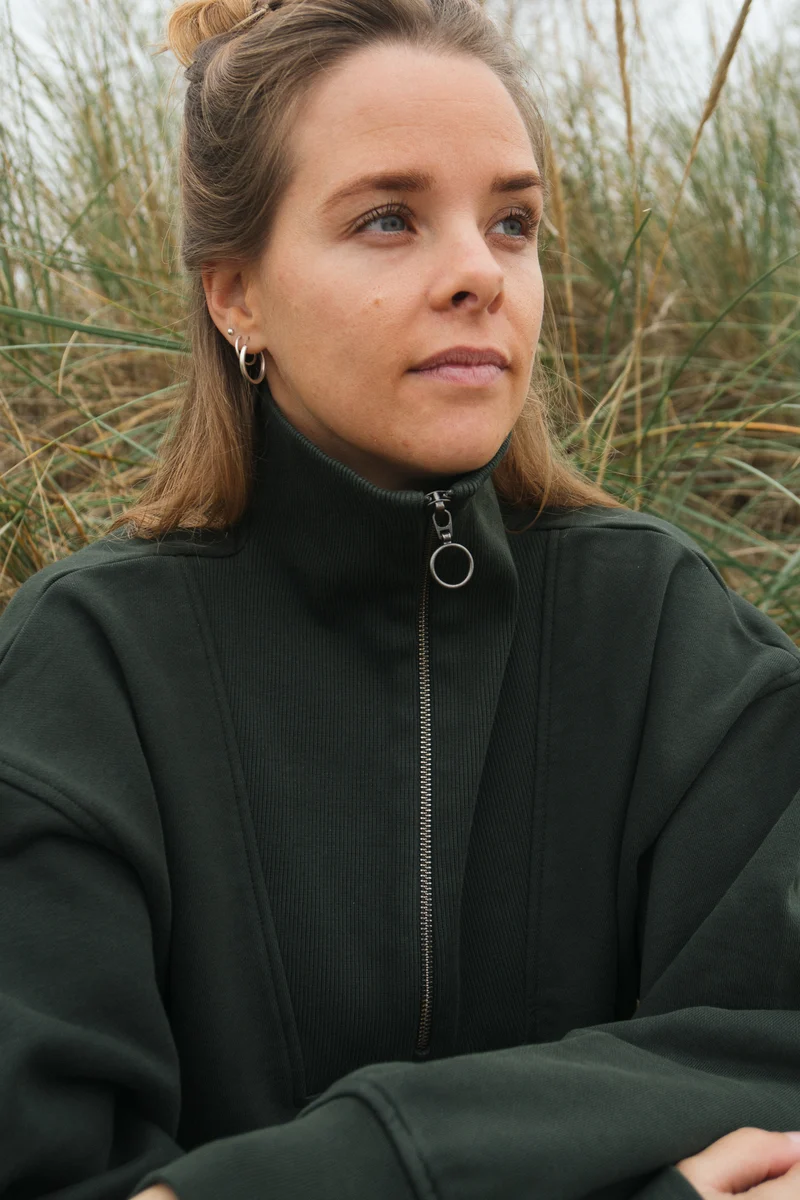 Half-Zip Sweater Brit Dunkelgrün