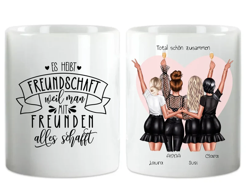 Personalisierte Tasse für 4 beste Freundinnen – Geschenk zum Geburtstag – Freundschaftsgeschenk