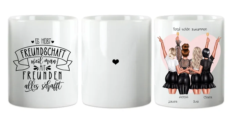 Personalisierte Tasse für 4 beste Freundinnen – Geschenk zum Geburtstag – Freundschaftsgeschenk