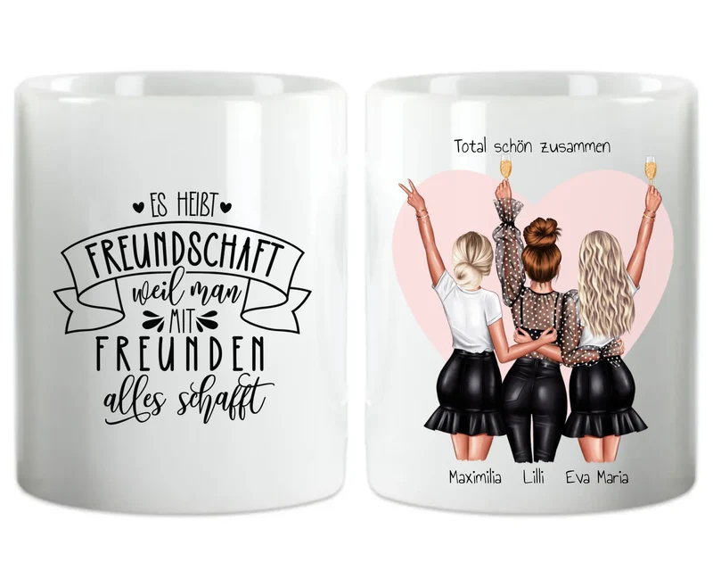 Personalisiertes Geschenk beste Freundin Tasse - 3 beste Freundinnen Geburtstag - Weihnachten