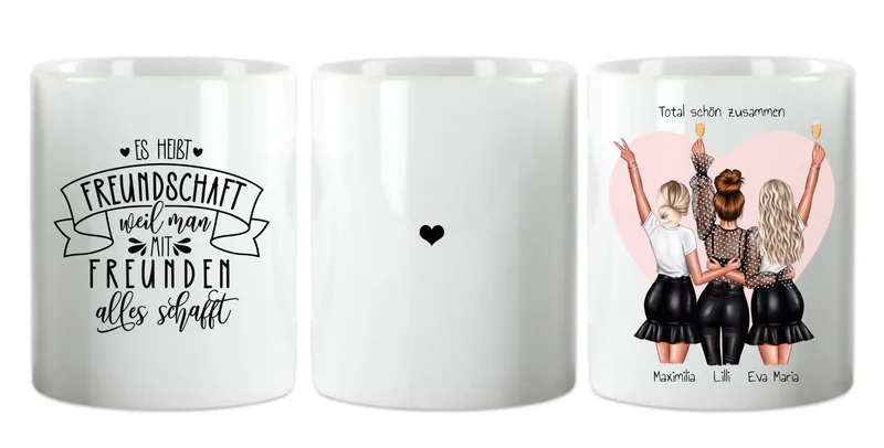 Personalisiertes Geschenk beste Freundin Tasse - 3 beste Freundinnen Geburtstag - Weihnachten
