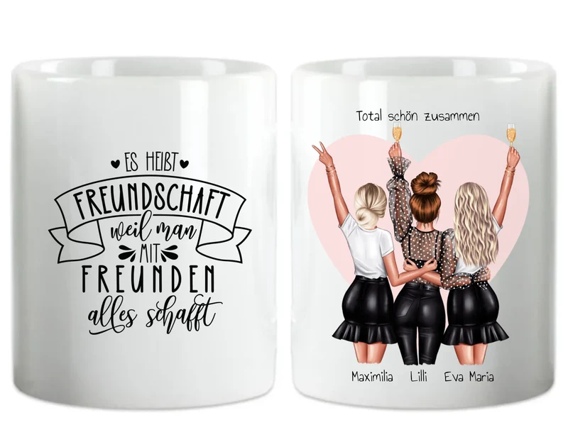 Personalisiertes Geschenk beste Freundin Tasse - 3 beste Freundinnen Geburtstag - Weihnachten