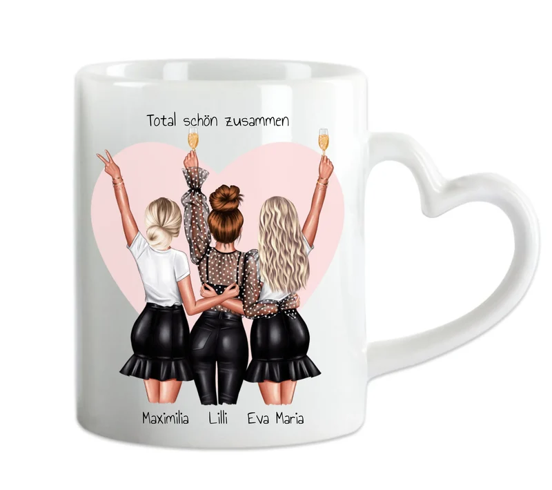 Personalisiertes Geschenk beste Freundin Tasse - 3 beste Freundinnen Geburtstag - Weihnachten