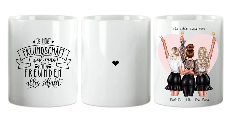 Personalisiertes Geschenk beste Freundin Tasse - 3 beste Freundinnen Geburtstag - Weihnachten