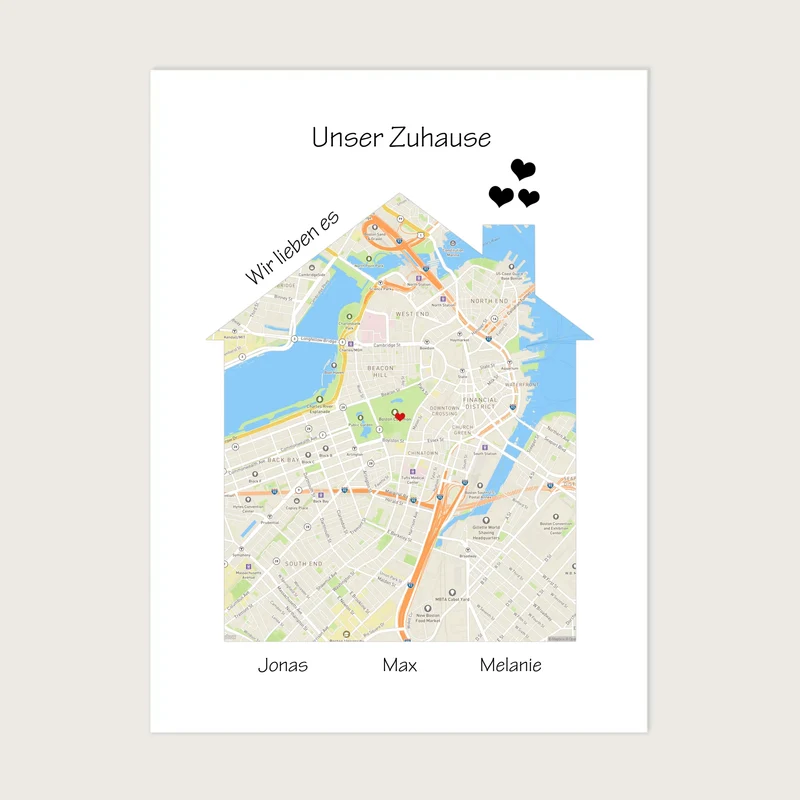 "Unser Zuhause" Poster als Einzugsgeschenk in Wohnung, Haus, Richtfest