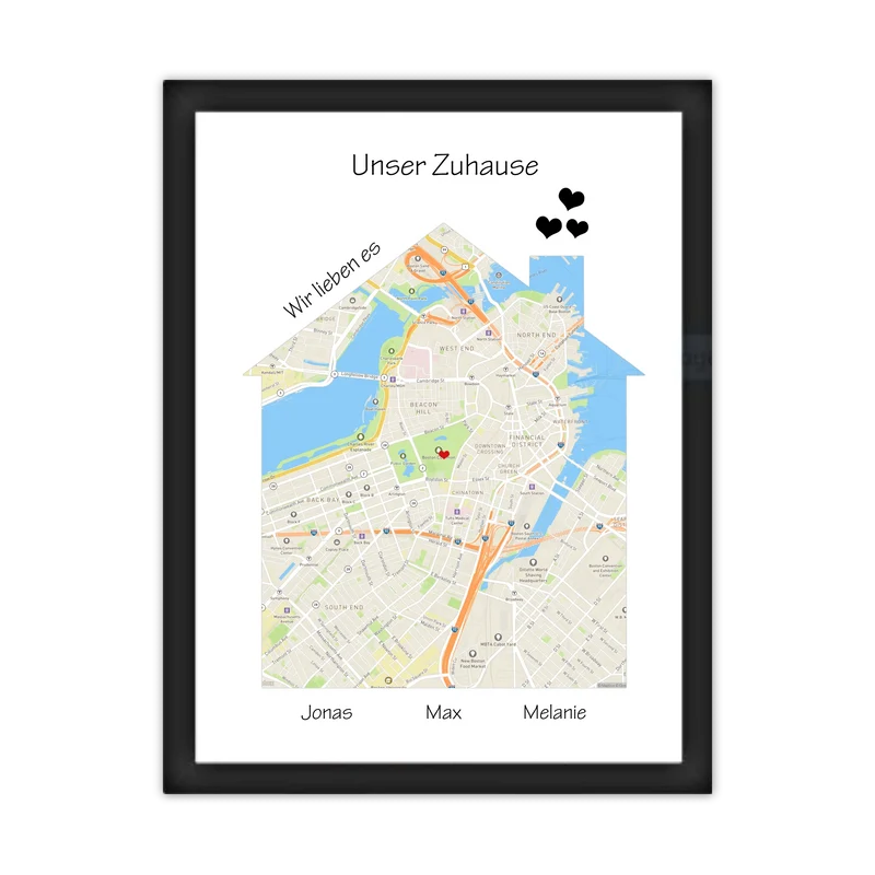 "Unser Zuhause" Poster als Einzugsgeschenk in Wohnung, Haus, Richtfest