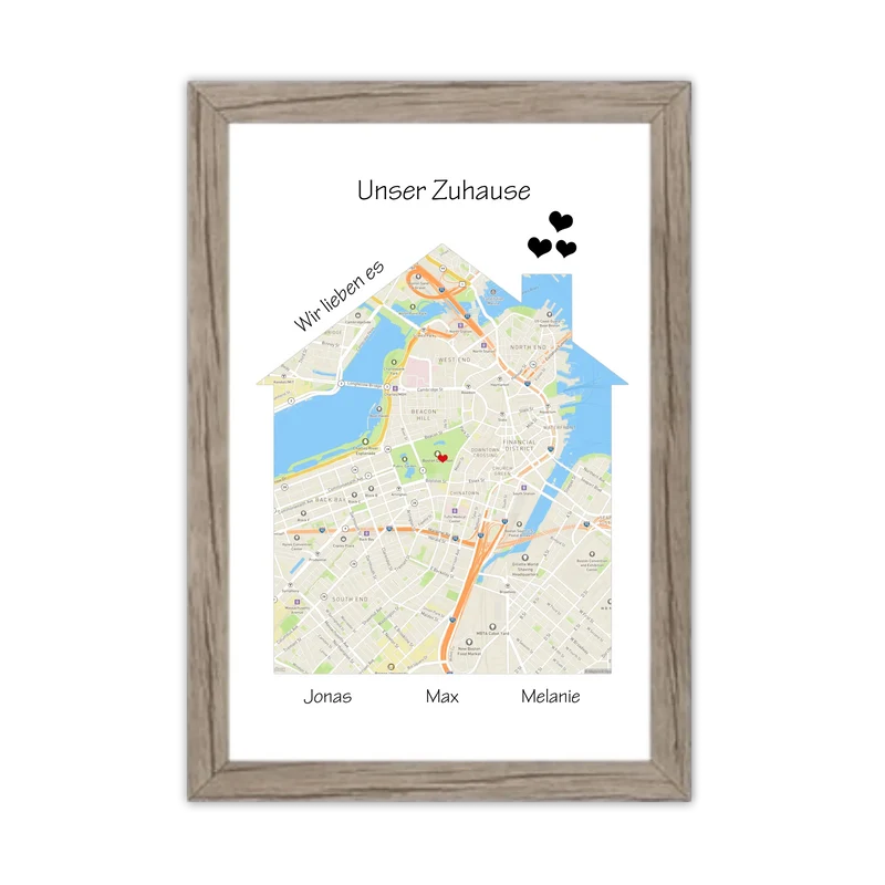 "Unser Zuhause" Poster als Einzugsgeschenk in Wohnung, Haus, Richtfest