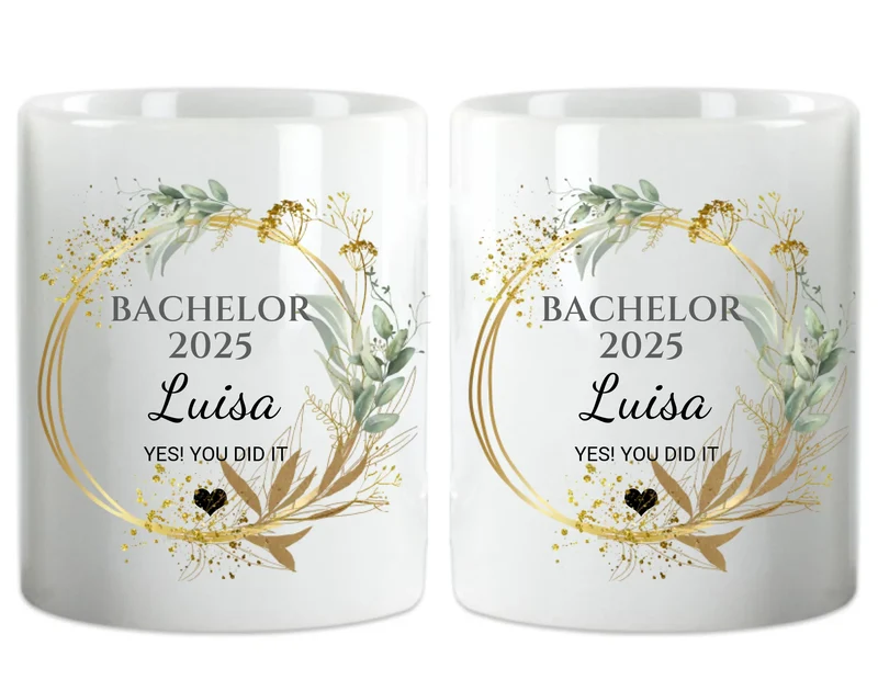 Geschenk BACHELOR Master Doktor Abitur - Personalisierte Tasse