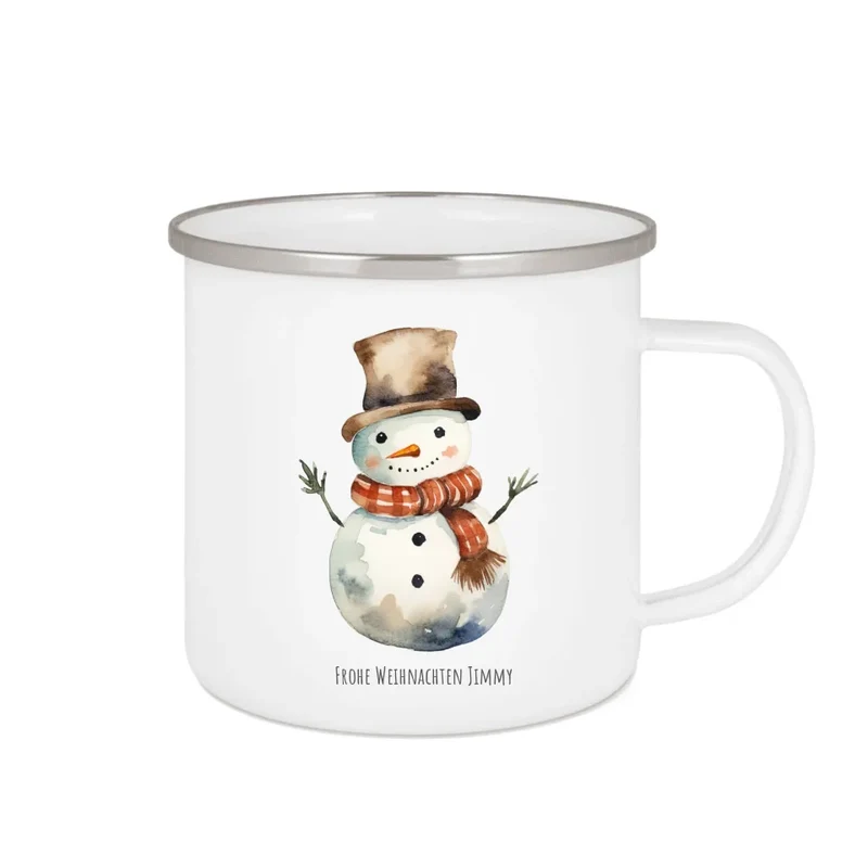 Geschenk Nikolaus, Weihnachten personalisiert - Kindertasse, Kinderbecher, Kinderteller - Nikolaustasse, Weihnachtstasse -vmit Name & Schneemann