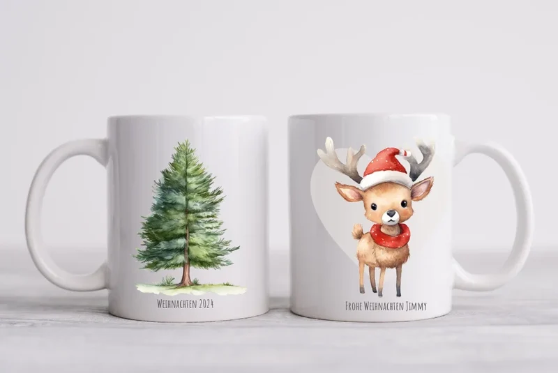 Geschenk Nikolaus, Weihnachten personalisiert - Kindertasse, Kinderbecher, Kinderteller - Nikolaustasse, Weihnachtstasse -mit Name