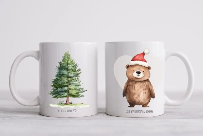 Geschenk Nikolaus, Weihnachten personalisiert - Kindertasse, Kinderbecher, Kinderteller - Nikolaustasse, Weihnachtstasse - mit Name