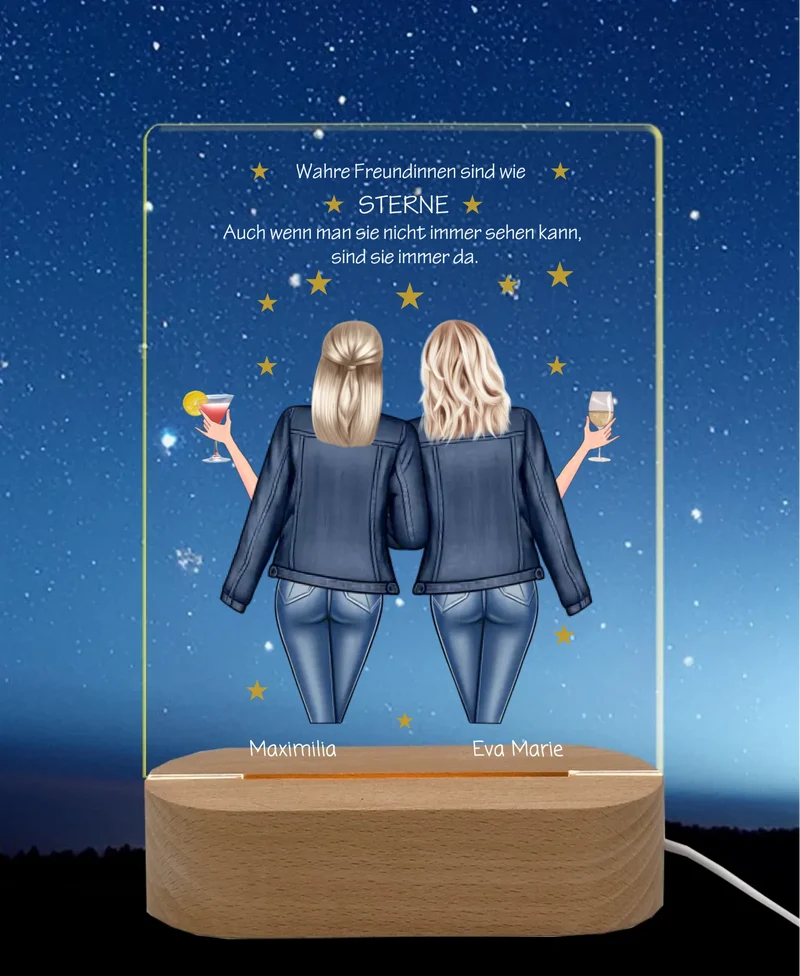 Personalisiertes Acryl Nachtlicht Geschenk ''Beste Freundin" | Geschenkidee Freunde & Familie