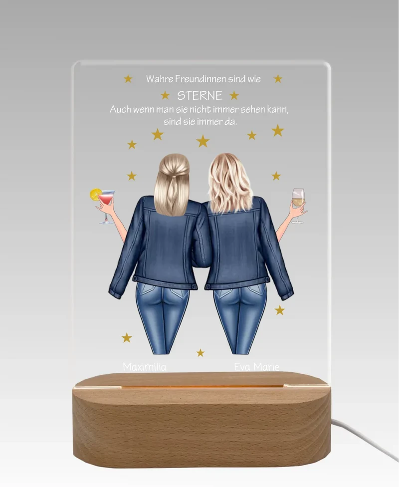 Personalisiertes Acryl Nachtlicht Geschenk ''Beste Freundin" | Geschenkidee Freunde & Familie