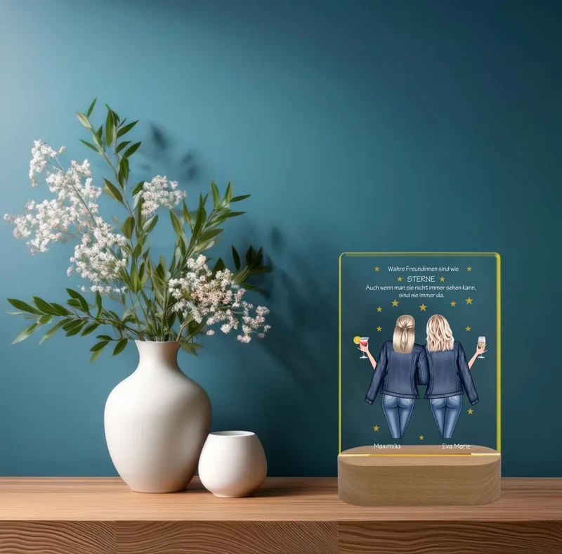 Personalisiertes Acryl Nachtlicht Geschenk ''Beste Freundin" | Geschenkidee Freunde & Familie