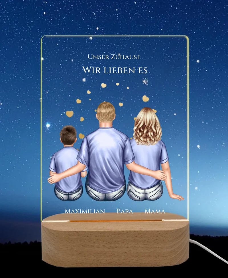 Personalisiertes Acryl Nachtlicht Geschenk ''Familie" | Deko Geschenk für Zuhause