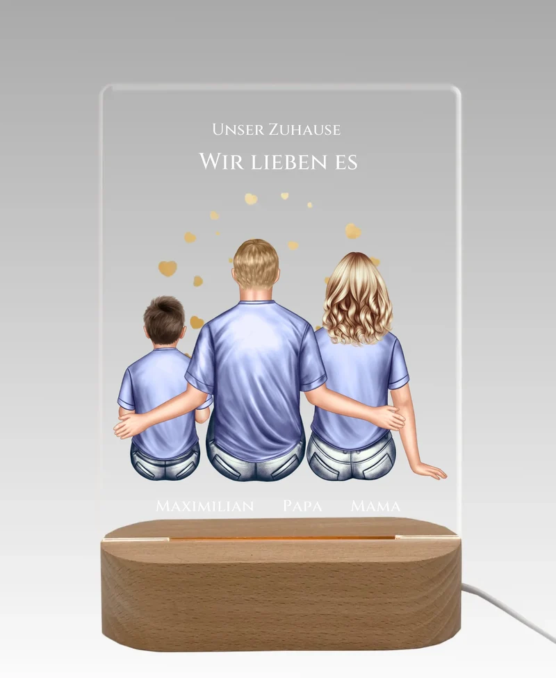 Personalisiertes Acryl Nachtlicht Geschenk ''Familie" | Deko Geschenk für Zuhause
