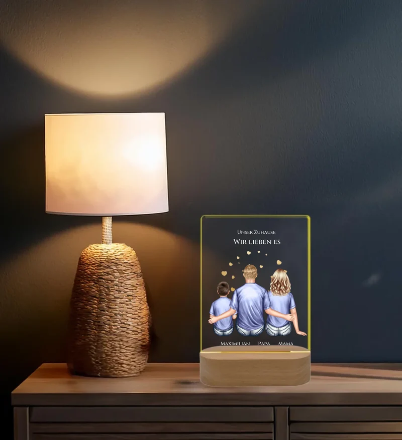 Personalisiertes Acryl Nachtlicht Geschenk ''Familie" | Deko Geschenk für Zuhause