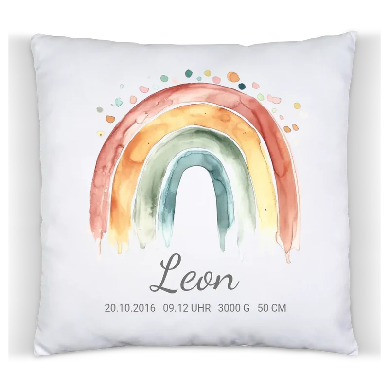 Personalisiertes Poster Geschenk zur Geburt und Taufe | Regenbogen Geburtsanzeige & Taufgeschenk