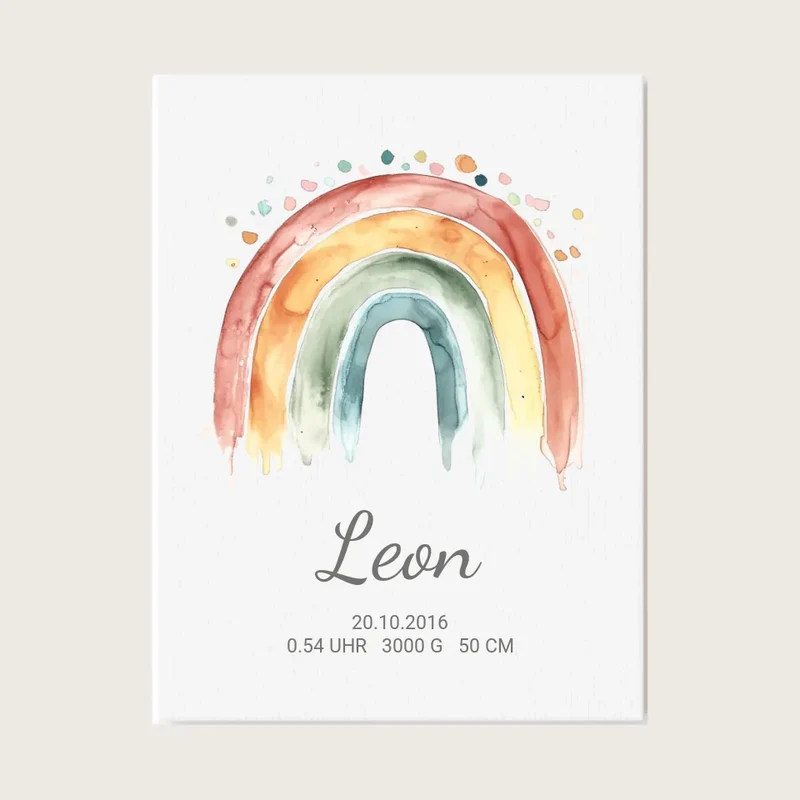 Personalisiertes Poster Geschenk zur Geburt und Taufe | Regenbogen Geburtsanzeige & Taufgeschenk
