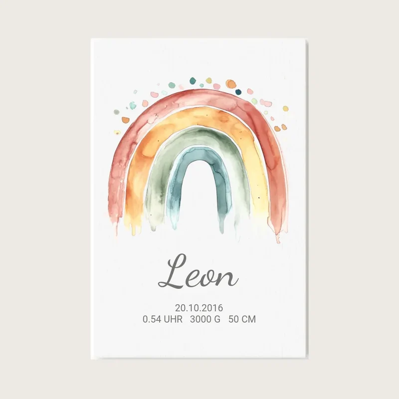 Personalisiertes Poster Geschenk zur Geburt und Taufe | Regenbogen Geburtsanzeige & Taufgeschenk