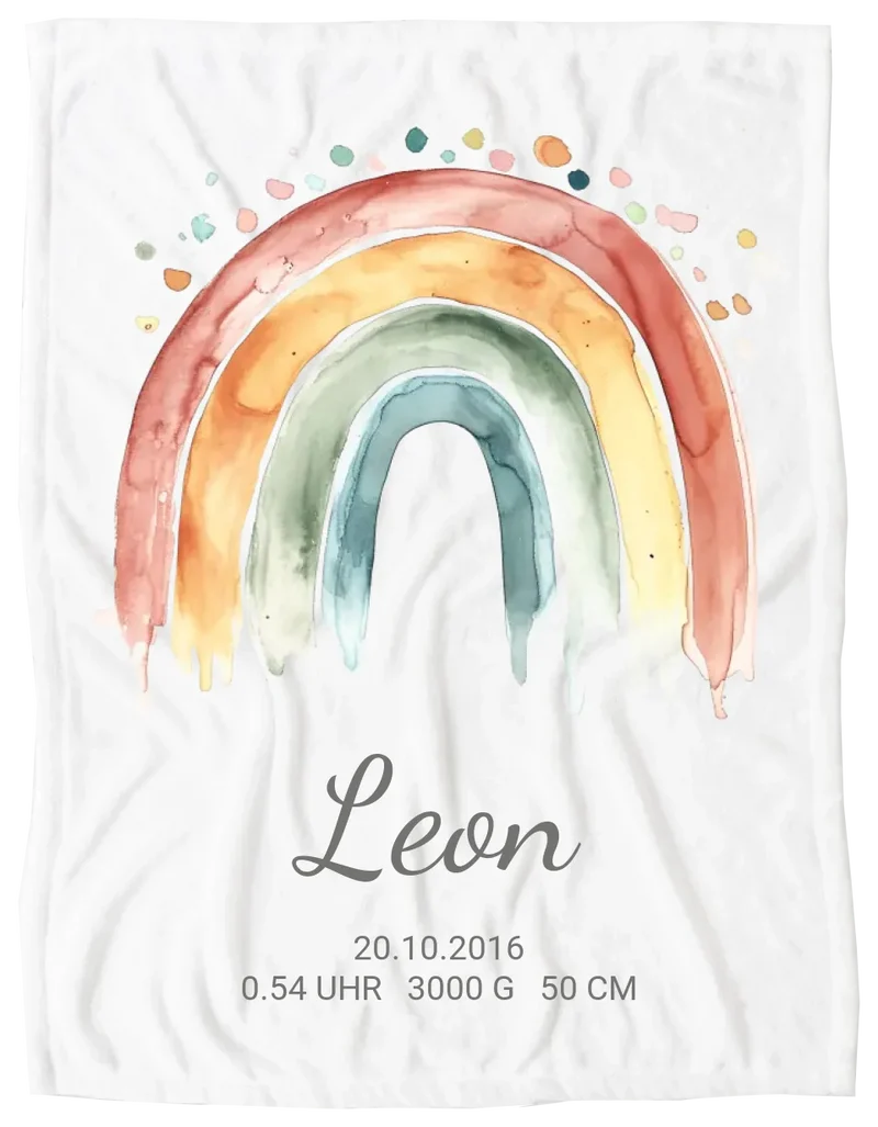 Personalisiertes Poster Geschenk zur Geburt und Taufe | Regenbogen Geburtsanzeige & Taufgeschenk