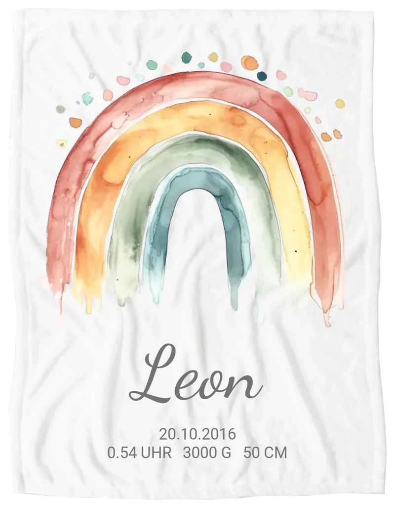 Personalisiertes Poster Geschenk zur Geburt und Taufe | Regenbogen Geburtsanzeige & Taufgeschenk