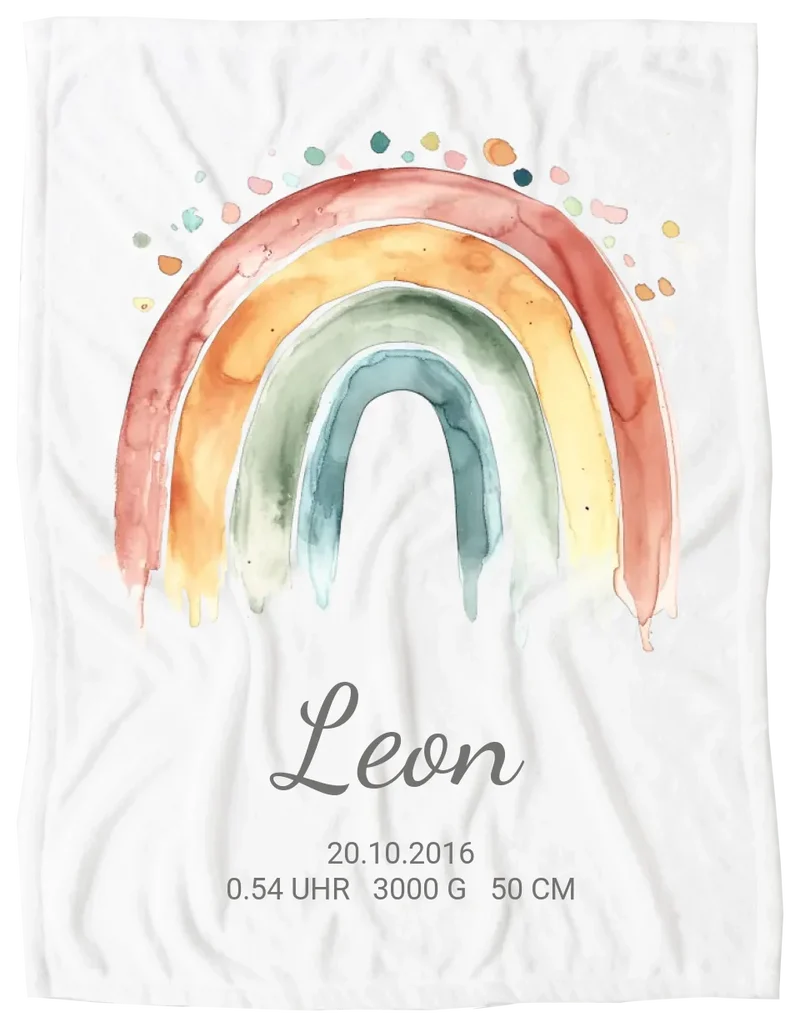 Personalisiertes Poster Geschenk zur Geburt und Taufe | Regenbogen Geburtsanzeige & Taufgeschenk