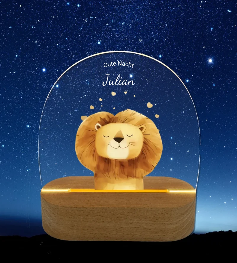 Personalisiertes Baby & Kinder LED Nachtlicht Safari Tiere / Bauernhof / Einhörner - Kinderzimmer Deko