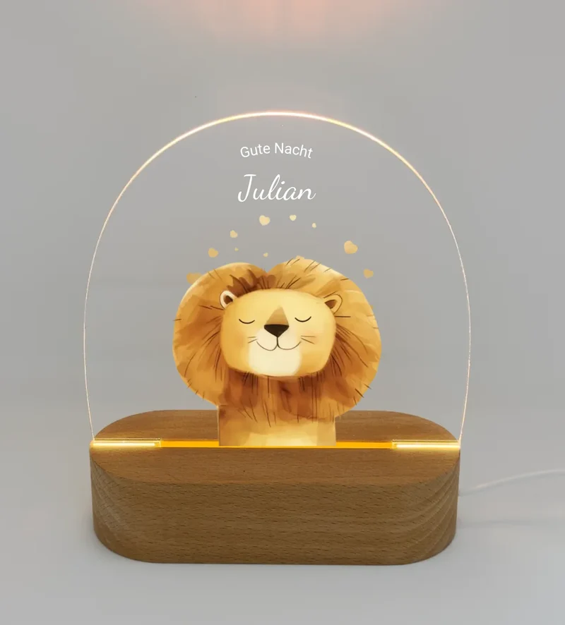 Personalisiertes Baby & Kinder LED Nachtlicht Safari Tiere / Bauernhof / Einhörner - Kinderzimmer Deko