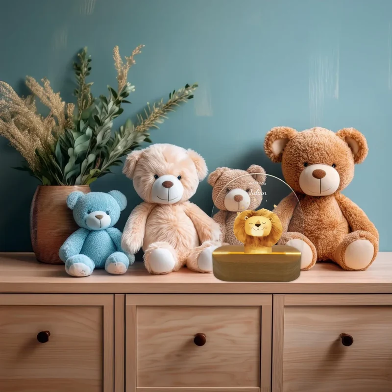 Personalisiertes Baby & Kinder LED Nachtlicht Safari Tiere / Bauernhof / Einhörner - Kinderzimmer Deko