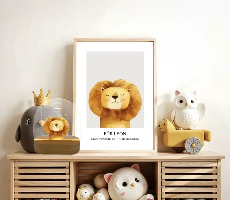 Personalisiertes Baby & Kinder LED Nachtlicht Safari Tiere / Bauernhof / Einhörner - Kinderzimmer Deko