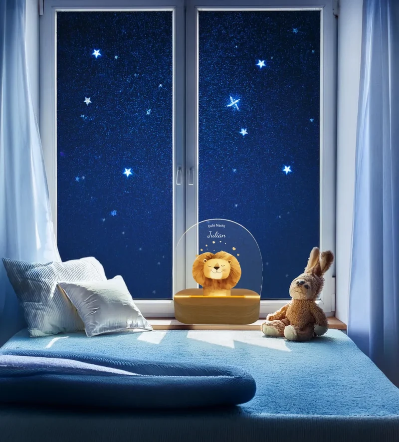 Personalisiertes Baby & Kinder LED Nachtlicht Safari Tiere / Bauernhof / Einhörner - Kinderzimmer Deko